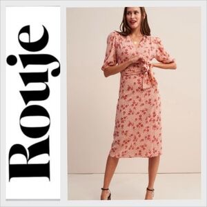 Rouje Rosalie Rose Pink Floral Wrap Dress